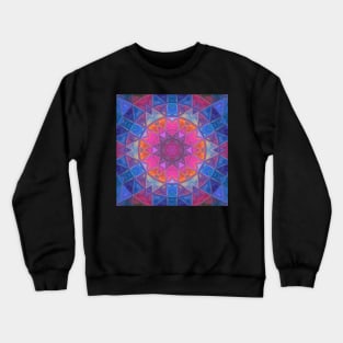 Mosaic Kaleidoscope Flower Pink Blue and Yellow Crewneck Sweatshirt